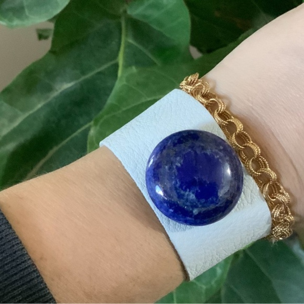 🆕 Lapis and leather bracelet OOAK